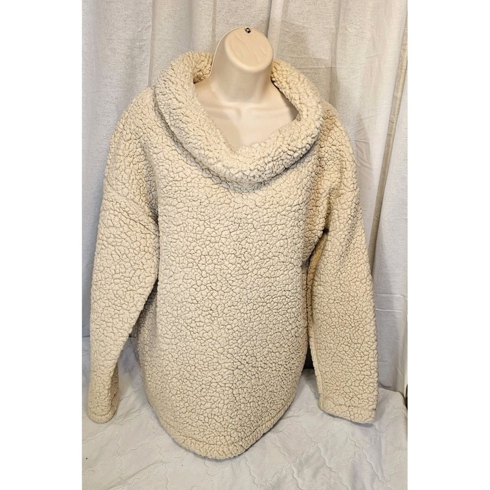 A New Day Drop Shoulder Chunky Mock Neck Sherpa Pullover Warm Sweater Slouchy